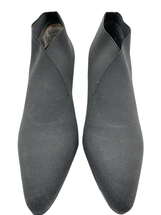 Stuart Weitzman Black Synthetic Stretch Warp Pointed Toe Slip On Booties Black