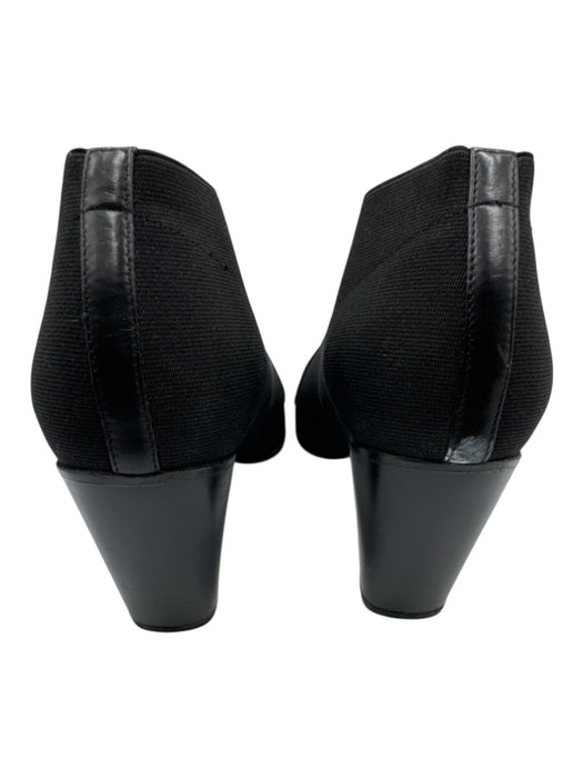 Stuart Weitzman Black Synthetic Stretch Warp Pointed Toe Slip On Booties Black