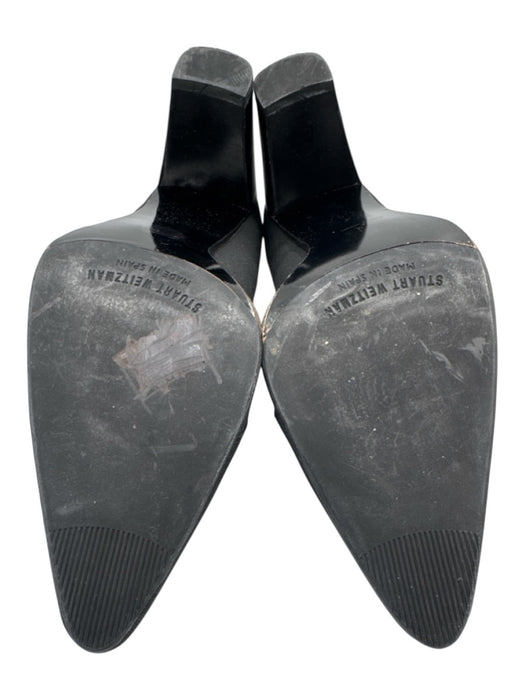 Stuart Weitzman Black Synthetic Stretch Warp Pointed Toe Slip On Booties Black