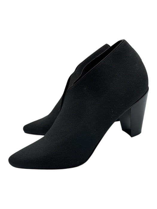 Stuart Weitzman Black Synthetic Stretch Warp Pointed Toe Slip On Booties Black