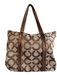 Coach Poppy Brown Canvas Gold hardware Logo Top Handle Zip Pocket Bag Brown / L