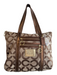 Coach Poppy Brown Canvas Gold hardware Logo Top Handle Zip Pocket Bag Brown / L