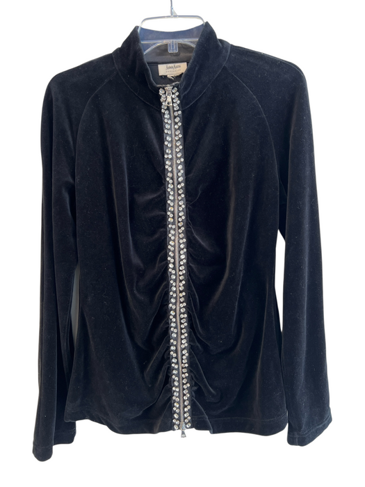 Neiman Marcus Size Est M Black No Fabric Tag Velvet Rhinestone Jacket Black / Est M