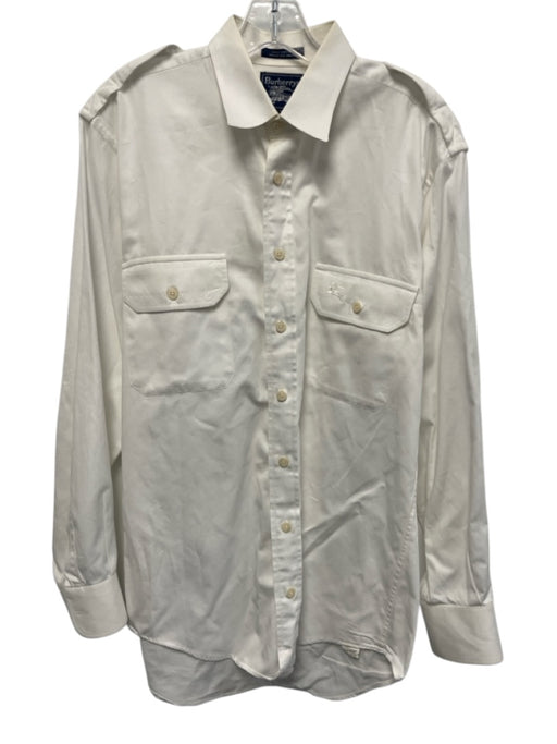 Burberrys Size M White Cotton Solid Button Down Men's Long Sleeve Shirt White / M
