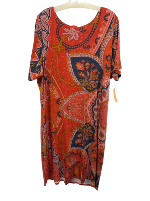 Farm Rio Size 2X Red, Blue, Yellow Short Sleeve Abstract Print T Shirt Dress Red, Blue, Yellow / 2X
