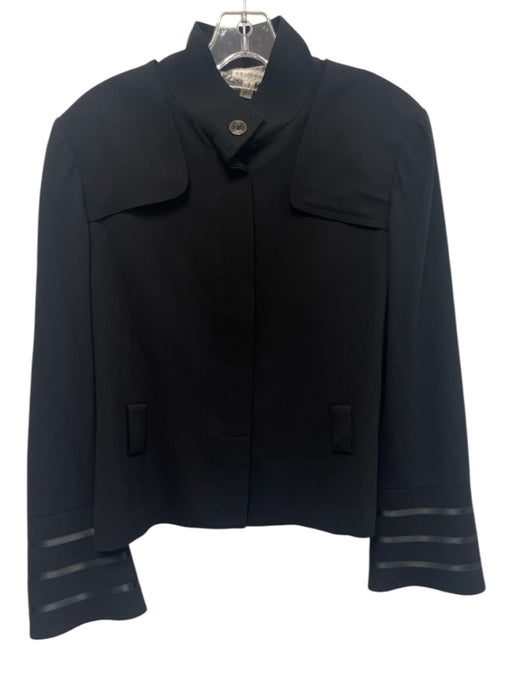 St. John Size 8 Black Buttons Shoulder Pads Stand-Up Collar Jacket Black / 8