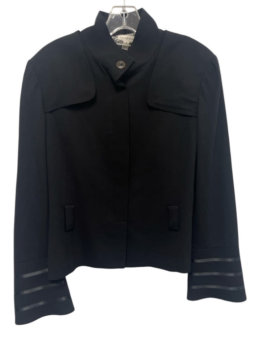 St. John Size 8 Black Buttons Shoulder Pads Stand-Up Collar Jacket Black / 8