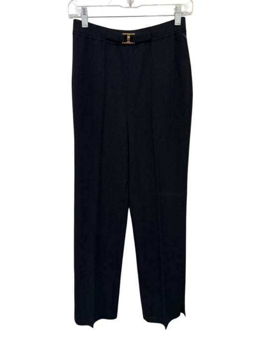 St. John Collection Size 2 Black Wool & Rayon Elastic Waist Gold detail Pants Black / 2