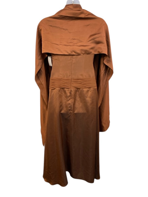 Jovani Size M Warm Brown Silk Strapless Bedazzled Ruffle Gown Warm Brown / M