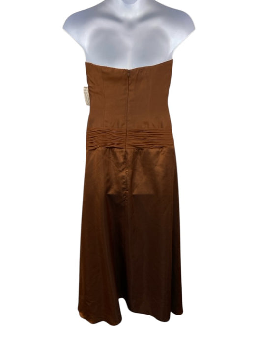Jovani Size M Warm Brown Silk Strapless Bedazzled Ruffle Gown Warm Brown / M