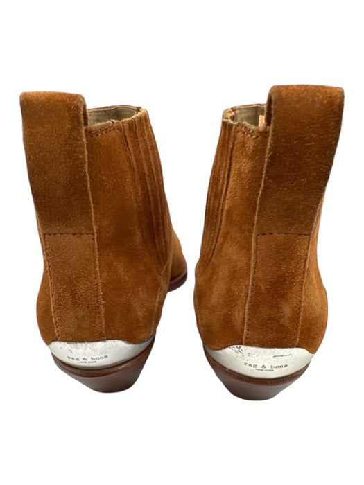 Rag & Bone Shoe Size 36 Cognac Brown Suede leather Stretch Panel Slip On Booties Cognac Brown / 36