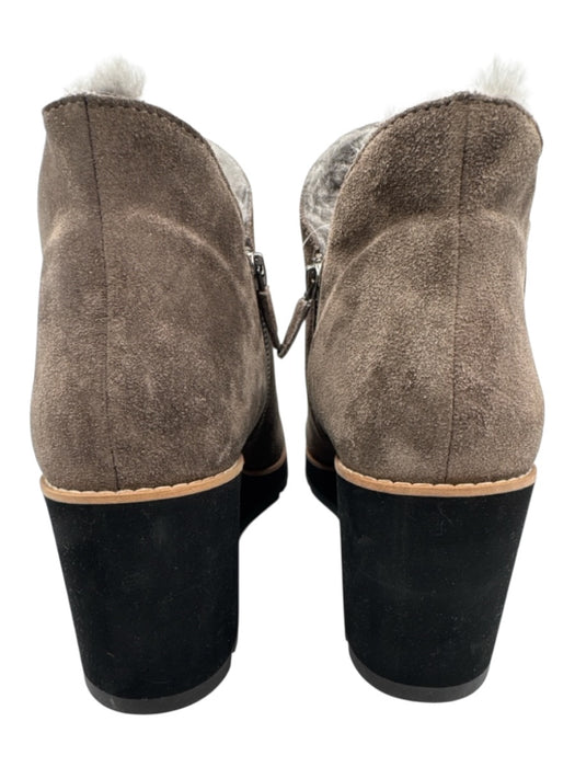 Eileen Fisher Shoe Size 9.5 Gray & Black Suede Faux Shearling Round Toe Booties Gray & Black / 9.5