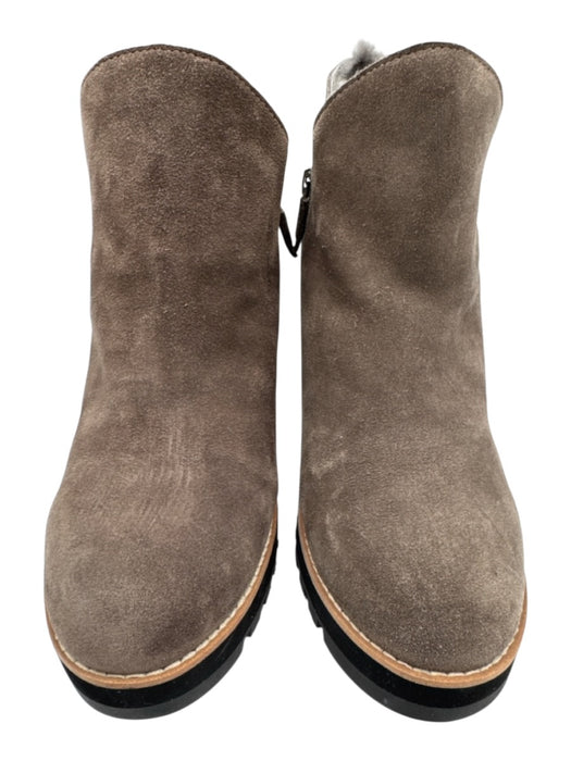 Eileen Fisher Shoe Size 9.5 Gray & Black Suede Faux Shearling Round Toe Booties Gray & Black / 9.5