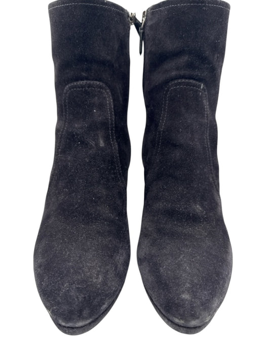 Prada Shoe Size 38 Black Suede leather Inner Side Zip Almond Toe Ankle Booties Black / 38