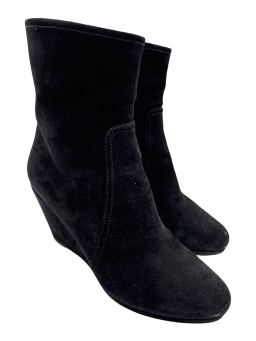 Prada Shoe Size 38 Black Suede leather Inner Side Zip Almond Toe Ankle Booties Black / 38