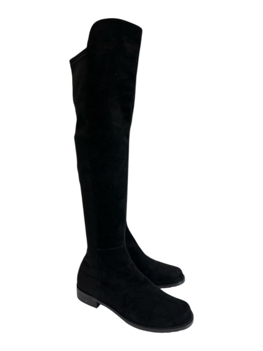 Stuart Weitzman Shoe Size 7 Black Suede leather Stretch Panel Round Toe Boots Black / 7