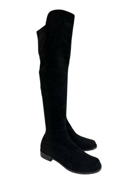 Stuart Weitzman Shoe Size 7 Black Suede leather Stretch Panel Round Toe Boots Black / 7