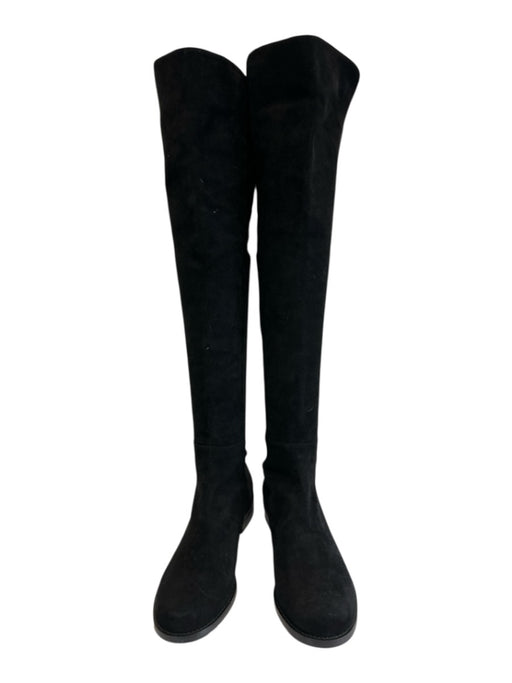 Stuart Weitzman Shoe Size 7 Black Suede leather Stretch Panel Round Toe Boots Black / 7