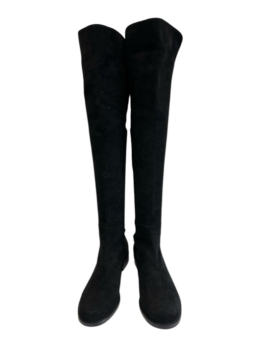 Stuart Weitzman Shoe Size 7 Black Suede leather Stretch Panel Round Toe Boots Black / 7