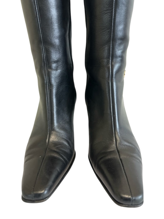 Salvatore Ferragamo Shoe Size 7.5 Black Leather Pointed Square Toe Boots Black / 7.5