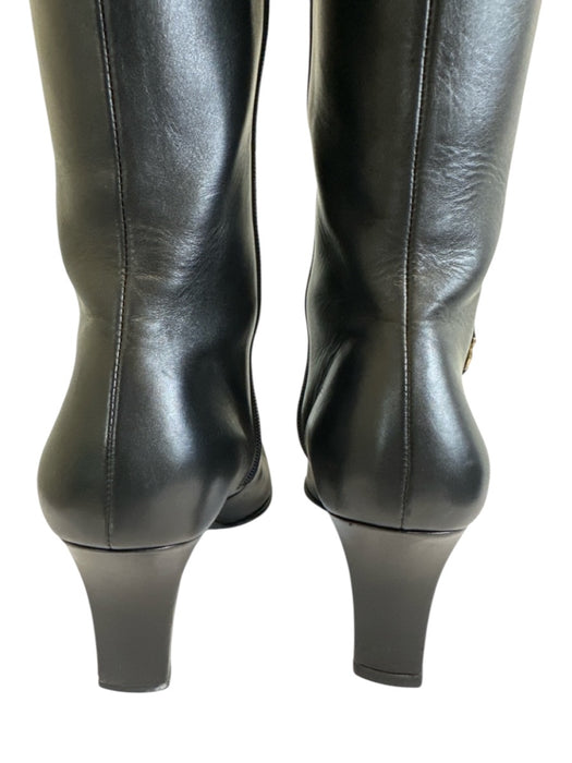 Salvatore Ferragamo Shoe Size 7.5 Black Leather Pointed Square Toe Boots Black / 7.5