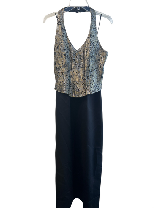 Dave & Johnny Size 10 Black Polyester Satin Bustier Halter Gown Gown Black / 10