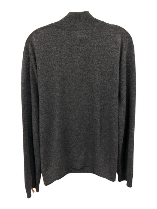 Bloomingdale's Size L Gray Cashmere Solid Quarter Zip Men's Sweater Gray / L