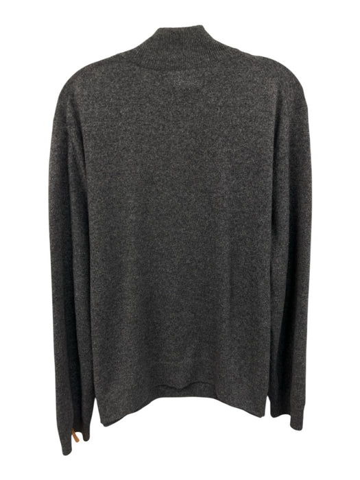 Bloomingdale's Size L Gray Cashmere Solid Quarter Zip Men's Sweater Gray / L