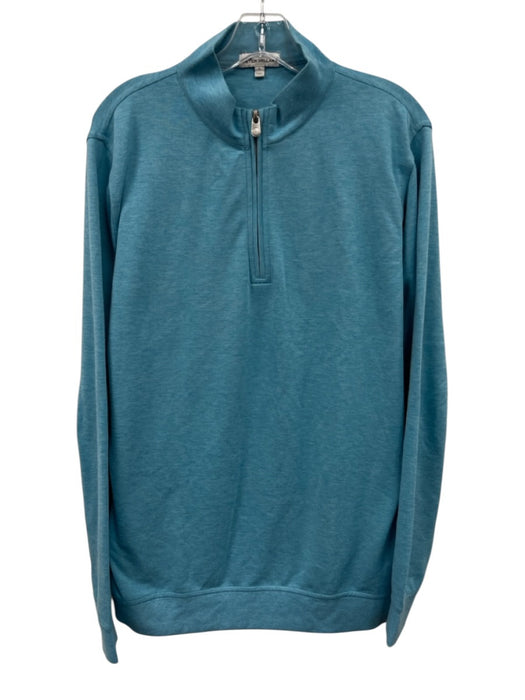 Peter Millar Size L Light blue Cotton Blend Solid Quarter Zip Long Sleeve Shirt Light blue / L