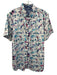 Robert Graham Size XL White & Blue Cotton Blend Abstract Button Up Short Sleeve White & Blue / XL