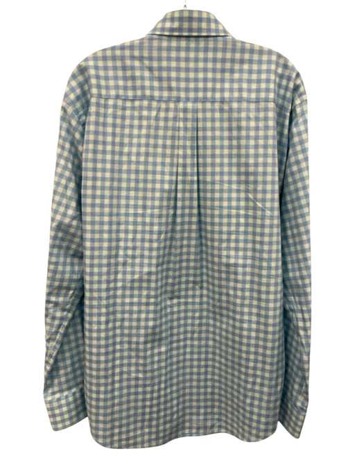 Peter Millar Size L Blue & Light Blue Cotton Plaid Button Up Long Sleeve Shirt Blue & Light Blue / L