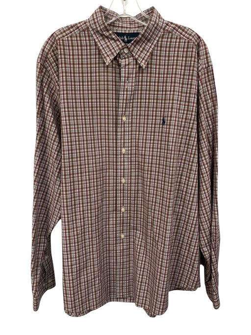 Ralph Lauren Size XL Red & Multi Cotton Plaid Button Up Men's Long Sleeve Shirt Red & Multi / XL