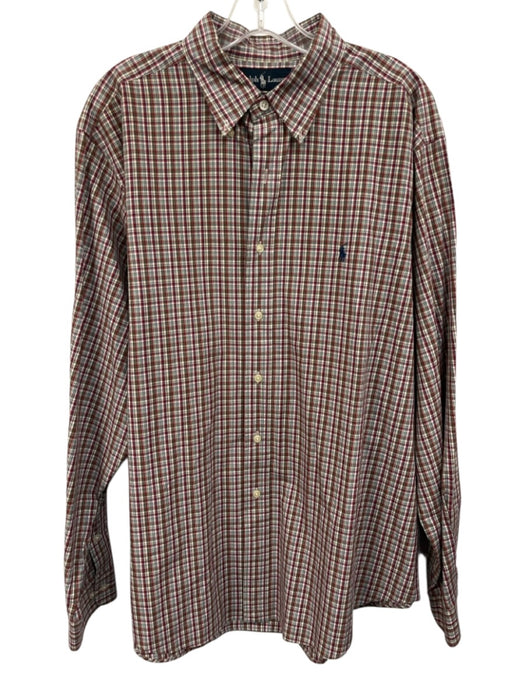 Ralph Lauren Size XL Red & Multi Cotton Plaid Button Up Men's Long Sleeve Shirt Red & Multi / XL