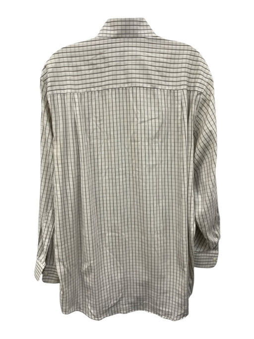 Zegna Size M White & Gray Cotton Blend Plaid Button Up Men's Long Sleeve Shirt White & Gray / M