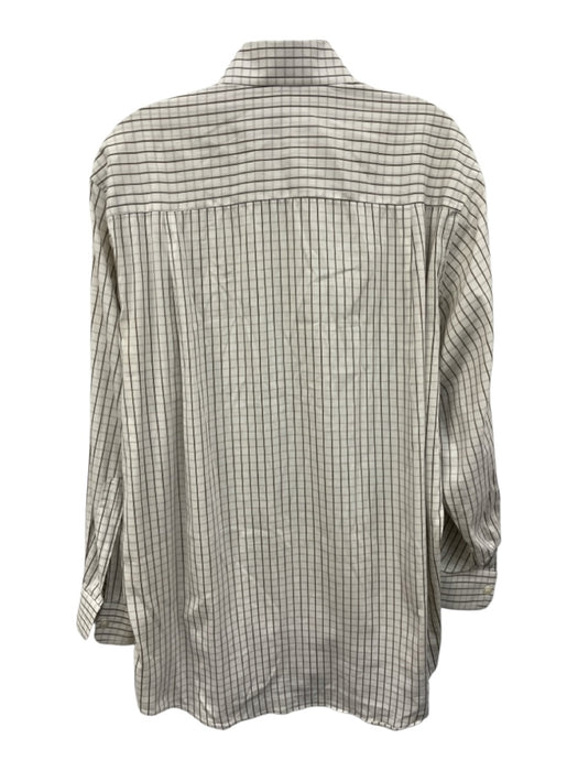 Zegna Size M White & Gray Cotton Blend Plaid Button Up Men's Long Sleeve Shirt White & Gray / M