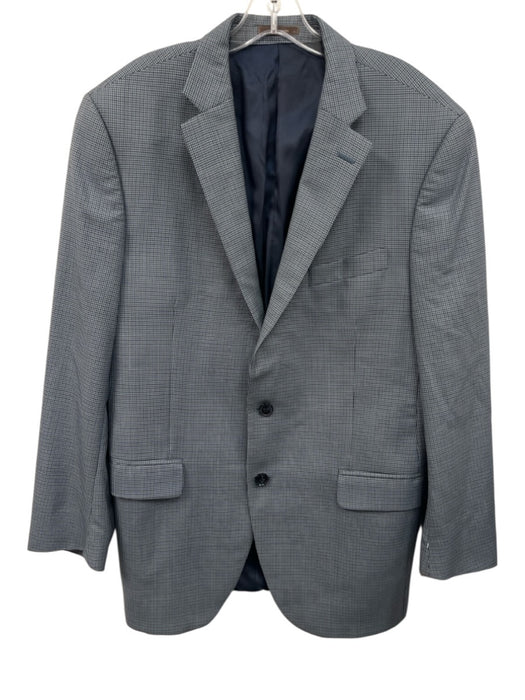 Peter Millar Blue & Navy Print Wool Blend Houndstooth Plaid 2 Button Blazer Blue & Navy Print / 42L