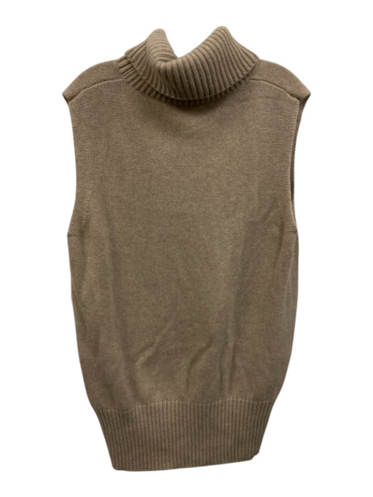Lisa Yang Size 2 Beige Cashmere Sleeveless Turtleneck Ribbed Detail Sweater Beige / 2