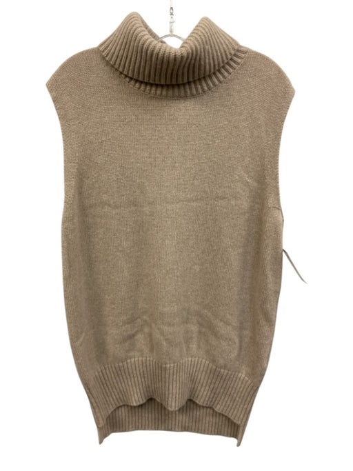 Lisa Yang Size 2 Beige Cashmere Sleeveless Turtleneck Ribbed Detail Sweater Beige / 2