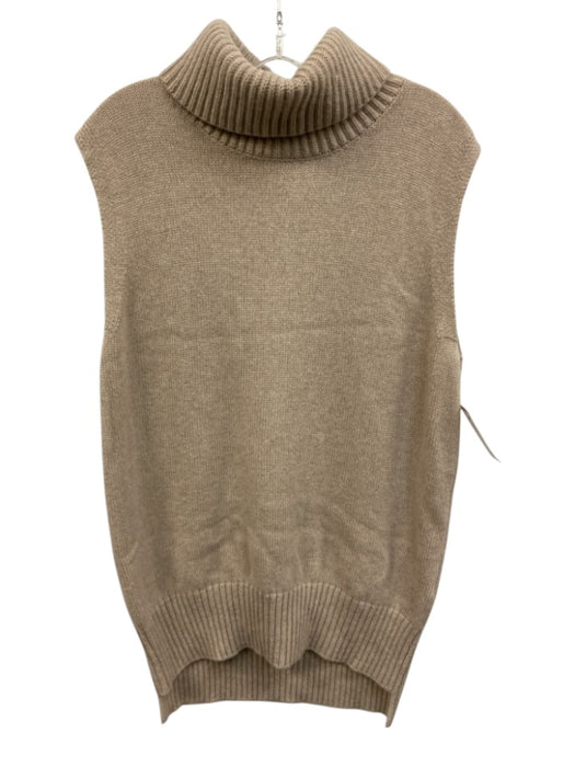 Lisa Yang Size 2 Beige Cashmere Sleeveless Turtleneck Ribbed Detail Sweater Beige / 2