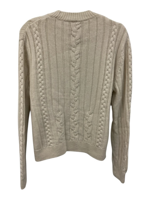 TWP Size M Cream Cashmere Long Sleeve Cable Knit Ribbed edges Sweater Cream / M