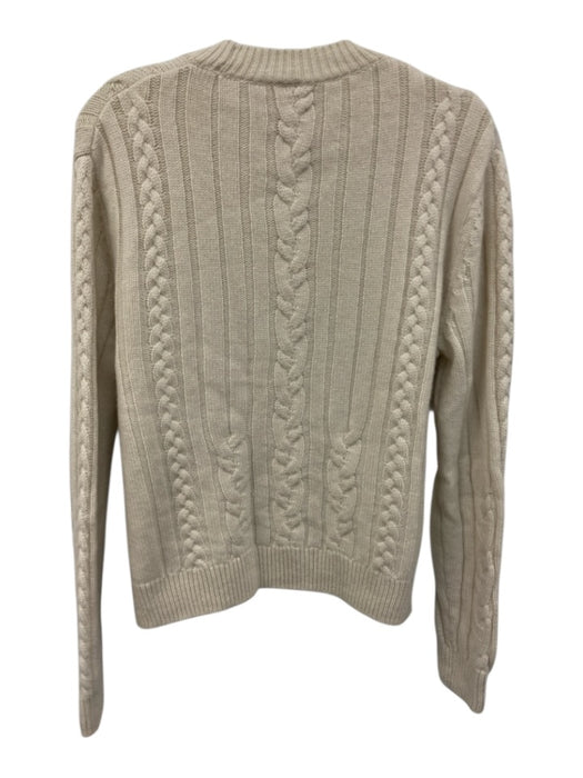 TWP Size M Cream Cashmere Long Sleeve Cable Knit Ribbed edges Sweater Cream / M