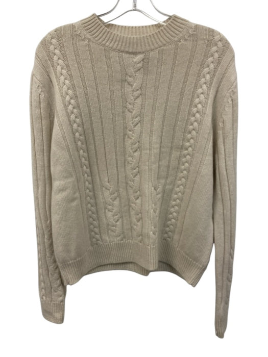 TWP Size M Cream Cashmere Long Sleeve Cable Knit Ribbed edges Sweater Cream / M