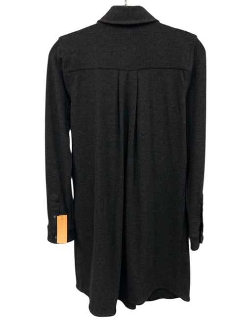 Faherty Size XS Dark Gray Polyester & Viscose Long Sleeve Ribbed Buttons Dress Dark Gray / XS