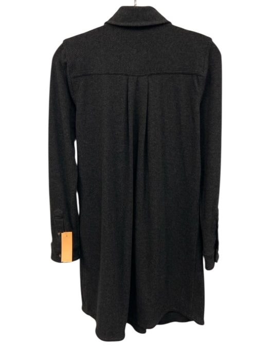 Faherty Size XS Dark Gray Polyester & Viscose Long Sleeve Ribbed Buttons Dress Dark Gray / XS