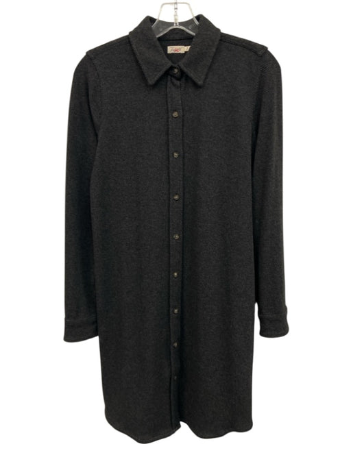Faherty Size XS Dark Gray Polyester & Viscose Long Sleeve Ribbed Buttons Dress Dark Gray / XS