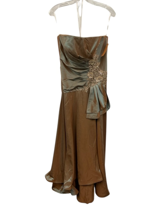 Montage by Mon Cheri Size 8 Brown & Blue Polyester Strapless Iridescent Gown Brown & Blue / 8