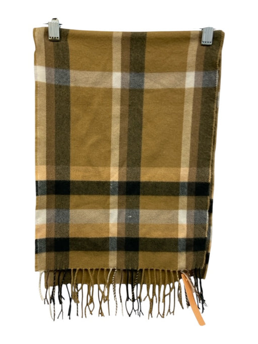 No Brand Yellow, Gray, White Cashmere Fringe Plaid Rectangle scarf Yellow, Gray, White / One Size
