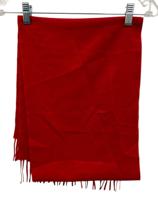 No Brand Red Cashmere Fringe Solid Rectangle scarf Red / One Size