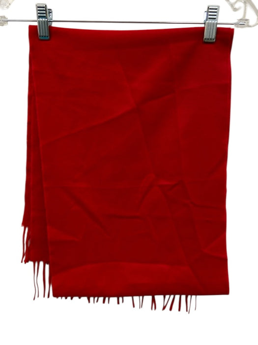 No Brand Red Cashmere Fringe Solid Rectangle scarf Red / One Size