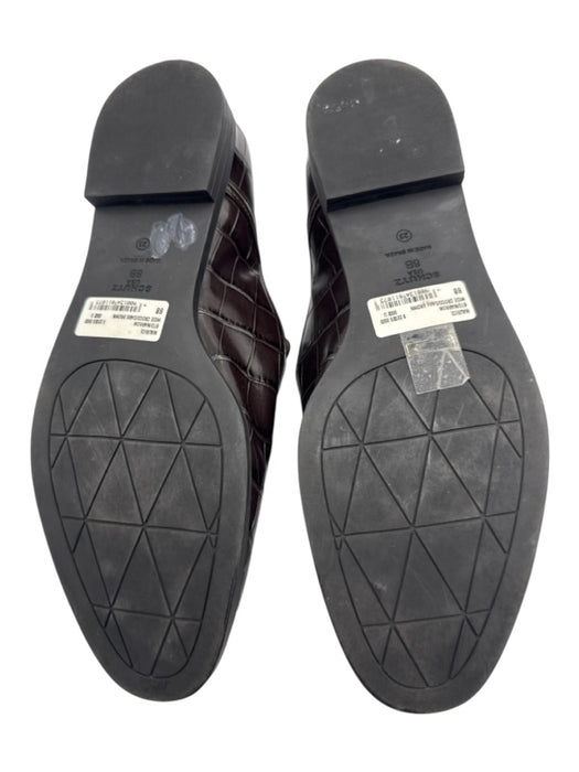 Schutz Shoe Size 8B Dark Brown Embossed Leather Pointed Rounded Toe Loafers Dark Brown / 8B